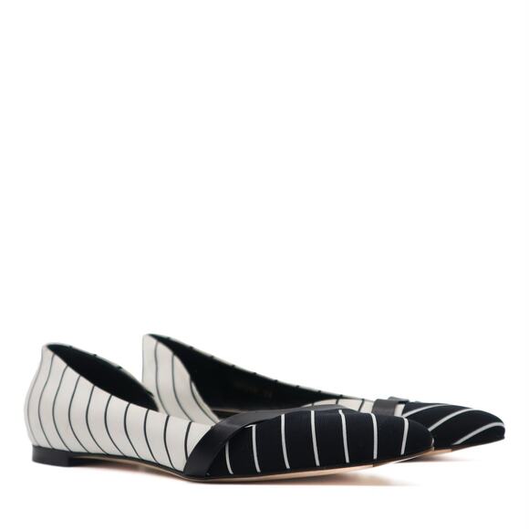 Sergio Rossi D'Orsay Asymmetrical Striped Flats Size 39 - Picture 2 of 12